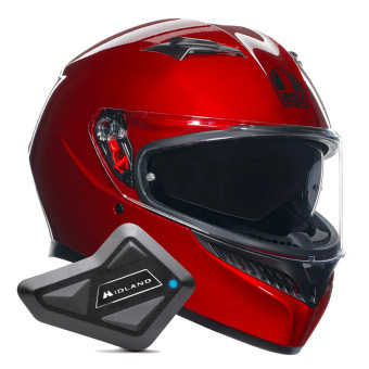 Full Face AGV K3 Mono Competition Red + Kit Bluetooth BT Mini