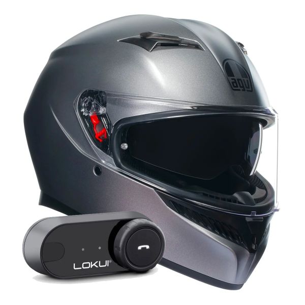 Pack Helmet + Intercom Systems : AGV K3 Mono Grey Matt + Bluetooth Kit ...