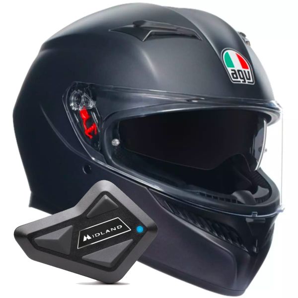 Pack Helmet + Intercom Systems : AGV K3 Mono Matt Black + Kit Bluetooth ...