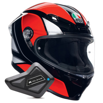 Full Face AGV K6 S Multi Hyphen Black Red White + Kit Bluetooth BT Mini