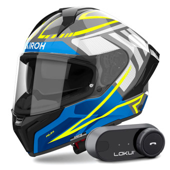 Full Face Airoh Matryx Rider Blue + Kit Bluetooth Lokui K30