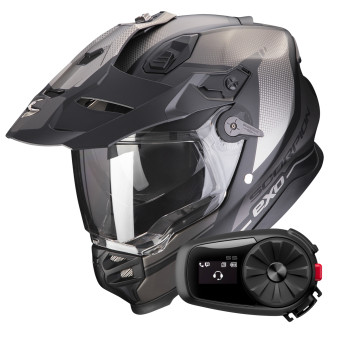 Full Face Scorpion ADF 9000 Air Trail Matt Black Silver + Kit Bluetooth 5S