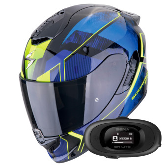 Full Face Scorpion Exo 1400 Evo II Air Intensio Black Blue + Kit bluetooth 5R Lite