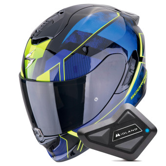 Full Face Scorpion Exo 1400 Evo II Air Intensio Black Blue + Kit Bluetooth BT Mini