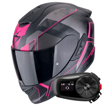 Full Face Scorpion Exo 1400 Evo II Air Intensio Matt Black Pink + Kit Bluetooth 5S Solo