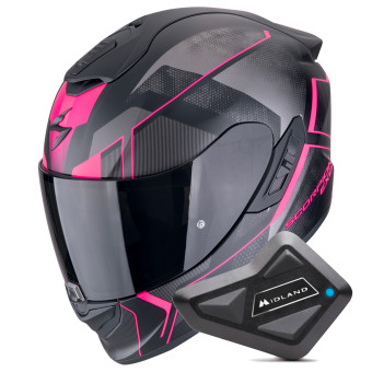 Full Face Scorpion Exo 1400 Evo II Air Intensio Matt Black Pink + Kit Bluetooth BT Mini