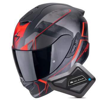 Full Face Scorpion Exo 1400 Evo II Air Intensio Matt Black Red + Kit Bluetooth BT Mini