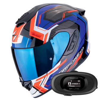 Full Face Scorpion Exo 1400 Evo II Air Linart Black Blue Red + Kit bluetooth 5R Lite Solo