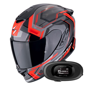 Full Face Scorpion Exo 1400 Evo II Air Linart Black Red + Kit bluetooth 5R Lite Solo