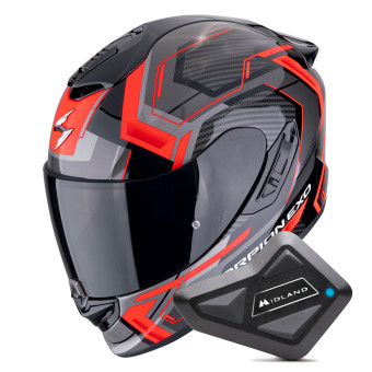 Full Face Scorpion Exo 1400 Evo II Air Linart Black Red + Kit Bluetooth BT Mini