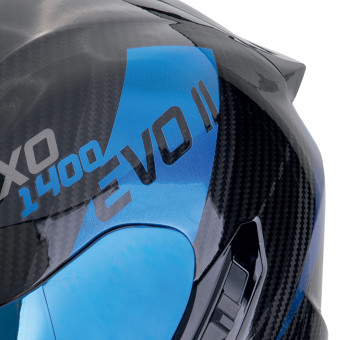 Scorpion Exo 1400 Evo II Carbon Air Platted Black Blue + Kit Bluetooth BT Mini