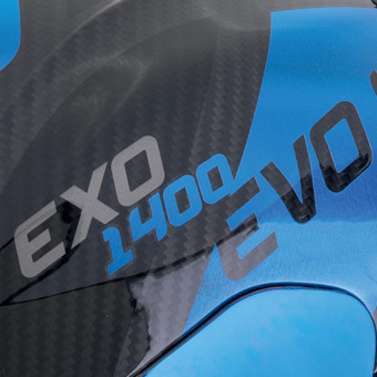 Scorpion Exo 1400 Evo II Carbon Air Platted Black Blue + Kit Bluetooth BT Mini