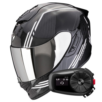 Full Face Scorpion Exo 1400 Evo II Carbon Air Reika Black White+ Kit Bluetooth 5S Sol