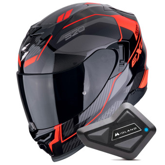 Full Face Scorpion Exo 520 Evo Air Lena Black Red + Kit Bluetooth BT Mini