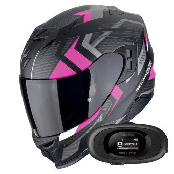 Full Face Scorpion Exo 520 Evo Air Sensus Matt Black Pink + Kit bluetooth 5R Lite