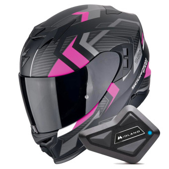 Full Face Scorpion Exo 520 Evo Air Sensus Matt Black Pink + Kit Bluetooth BT Mini