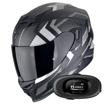 Full Face Scorpion Exo 520 Evo Air Sensus Matt Black Silver + Kit bluetooth 5R Lite