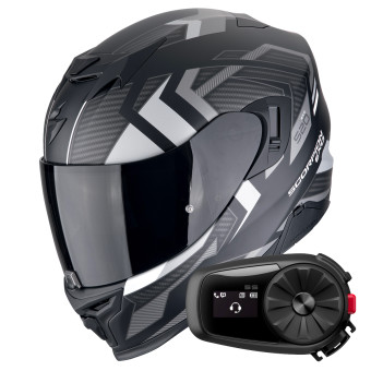 Full Face Scorpion Exo 520 Evo Air Sensus Matt Black Silver + Kit Bluetooth 5S Solo