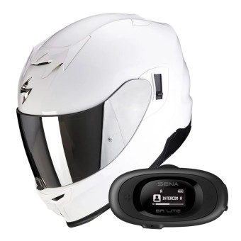 Full Face Scorpion Exo 520 Evo Air Solid White + Kit bluetooth 5R Lite