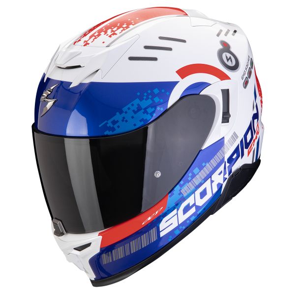 Helmet Scorpion Exo 520 Evo Air Titan White Blue Red ready to ship ...