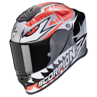 Full Face Scorpion Exo R1 Evo Air Zaccone Silver Black Red