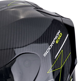 Scorpion Exo R1 Evo Carbon Air Cynergy Black Yellow Fluo + Kit bluetooth 5R Lite