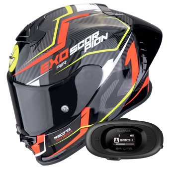 Full Face Scorpion Exo R1 Evo II Air Coup Black Red Yellow Fluo + Kit bluetooth 5R Lite