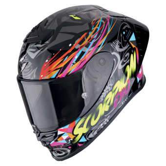 Full Face Scorpion Exo R1 Evo II Air Savage Black Blue Pink