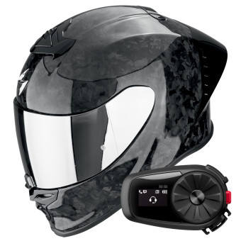 Full Face Scorpion Exo R1 Evo II Carbon Air Onyx Black + Kit Bluetooth 5S Solo