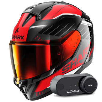 Full Face Shark Ridill 2 Bersek KRA + Kit Bluetooth Lokui K30