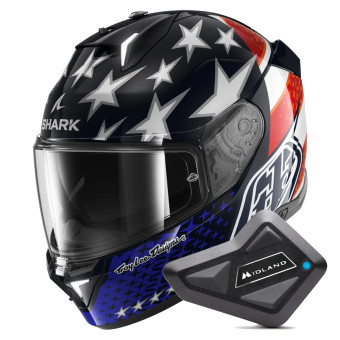 Full Face Shark Skwal i3 US Flag BRW + Kit Bluetooth BT Mini