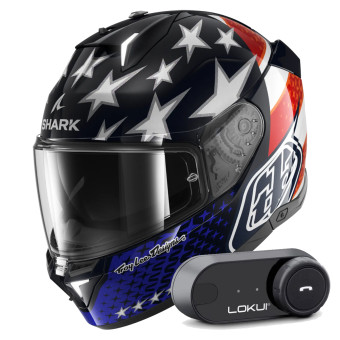 Full Face Shark Skwal i3 US Flag BRW + Kit Bluetooth Lokui K30