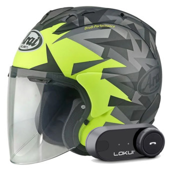 Open Face Arai SZ-R Vas Evo Mimesis Yellow + Kit Bluetooth Lokui K30