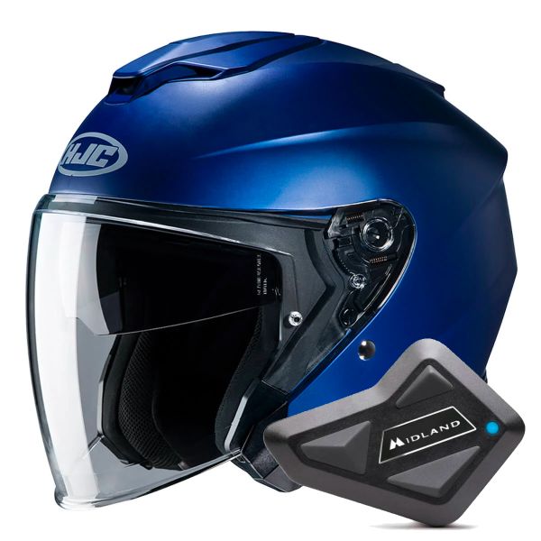 Pack Helmet + Intercom Systems : HJC I30 Semi Flat Metallic Blue + Kit ...