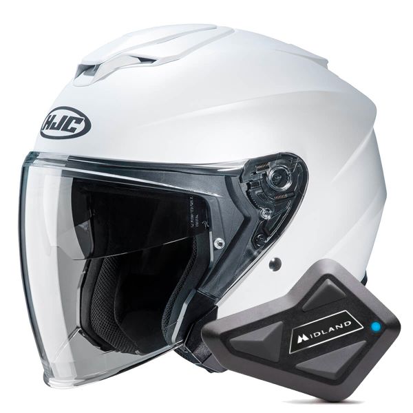 Pack Helmet + Intercom Systems : HJC I30 Semi Flat Pearl White + Kit ...