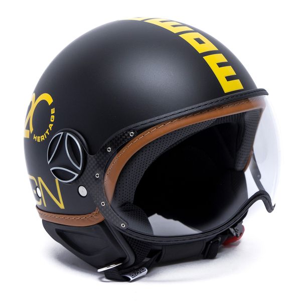 Helmet Momo Design FGTR Classic Heritage Matt Black Yellow at the