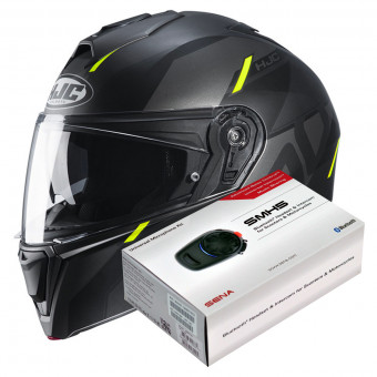 Pack Helmet + Intercom Systems : HJC I90 Aventa MC4HSF + Bluetooth