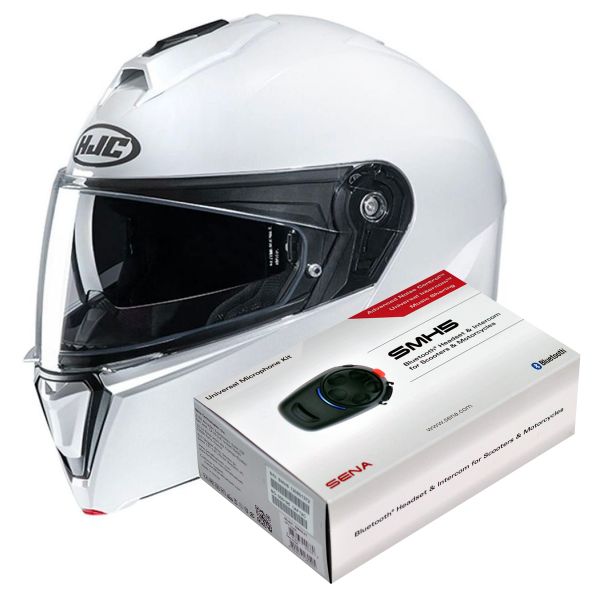 Pack Helmet + Intercom Systems : HJC I90 White + Bluetooth Kit SMH5 ...