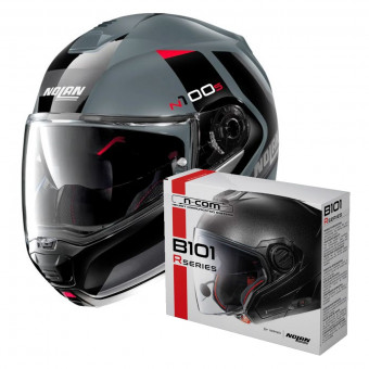 Pack Helmet + Intercom Systems : Nolan N100 5 Hilltop N-Com Salt Grey 64 +  Kit Bluetooth B101R N100-5 - N90-3 - N80-8 - N70-2 GT/X - N40-5/GT