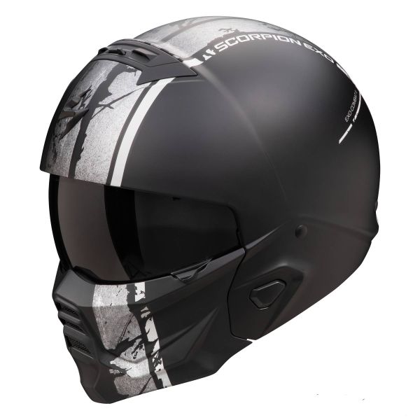 Helmet Scorpion Exo Combat II Lord Black Mat Silver in stock | iCasque ...