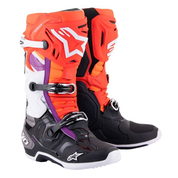 Motocross Boots Alpinestars Tech 10 Black Red Fluo Orange Fluo