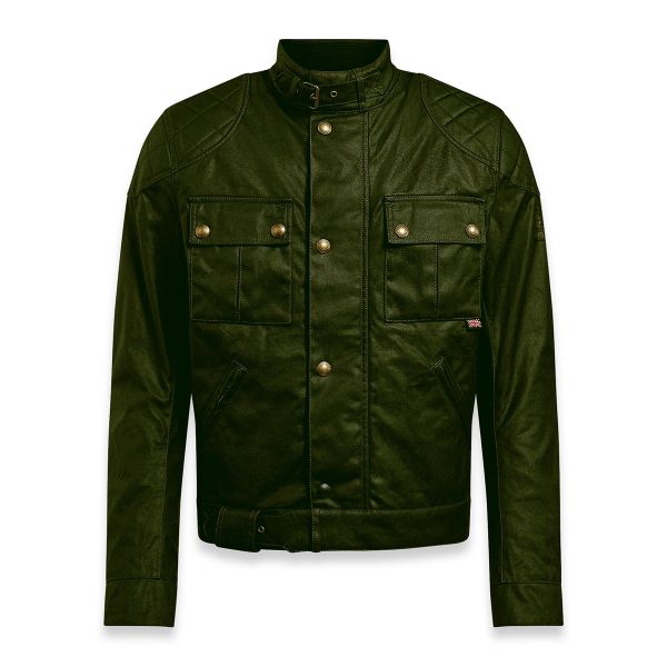 Motorcycle jacket Belstaff Brooklands 2.0 Wax Olive Green at the best price iCasque