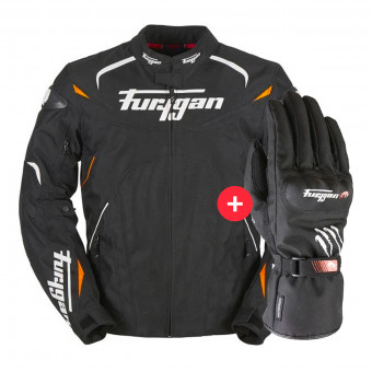 Motorcycle Jackets Furygan Narval Black White Orange + Keen Black White