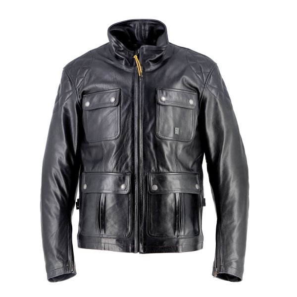 Motorcycle jacket Helstons Hunt Leather Black ready to ship | iCasque.co.uk