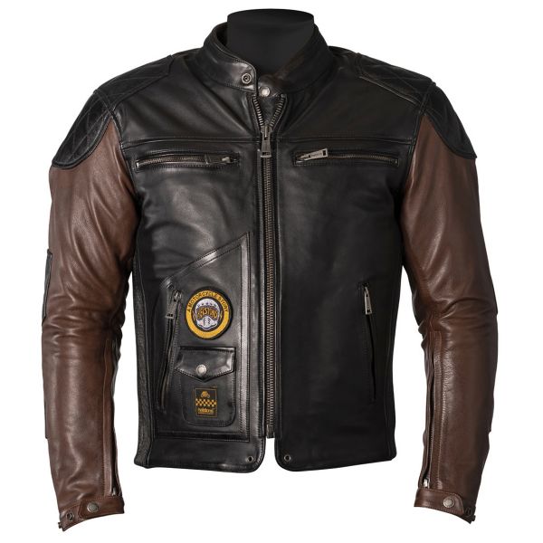 Motorcycle jacket Helstons Tracker Leather Black Camel in stock ...