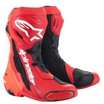 Motorcycle Boots Alpinestars Supertech R Vented Boot Bright Red Fluo