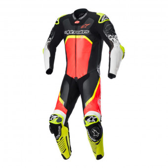 Leather Motorcycle Suits Alpinestars GP Tech V4 Black Red Fluo Yellow