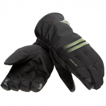 Motorcycle Gloves Dainese Plaza 3 D-Dry Black Bronze Green