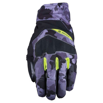 Motorcycle Gloves Five Boxer Evo WP Camo Grey Fluo