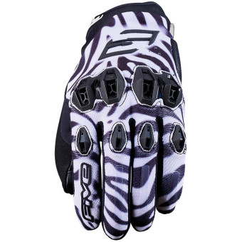 Motorcycle Gloves Five Stunt Evo 2 Woman Zebra Black White